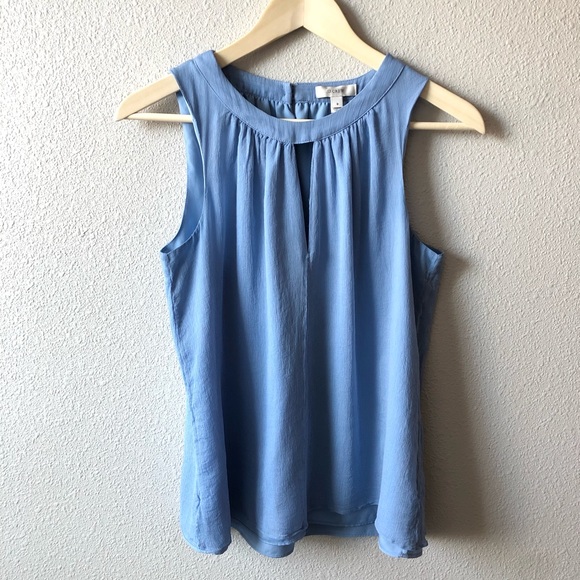 J. Crew Tops - J. Crew Baby Blue Silk Keyhole Top Sz 6